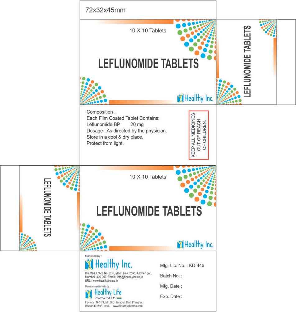 Leflunomide Tablets BP product pack