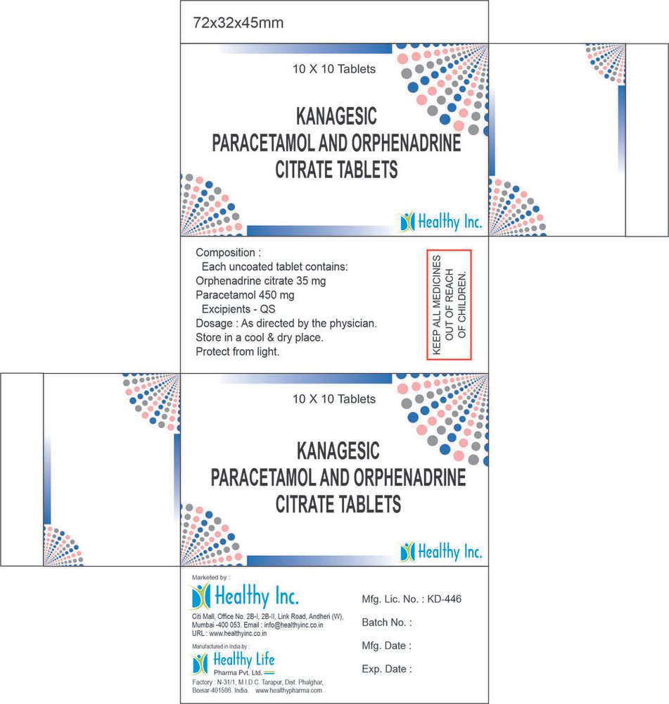 Paracetamol and Orphenadrine Citrate Tablets