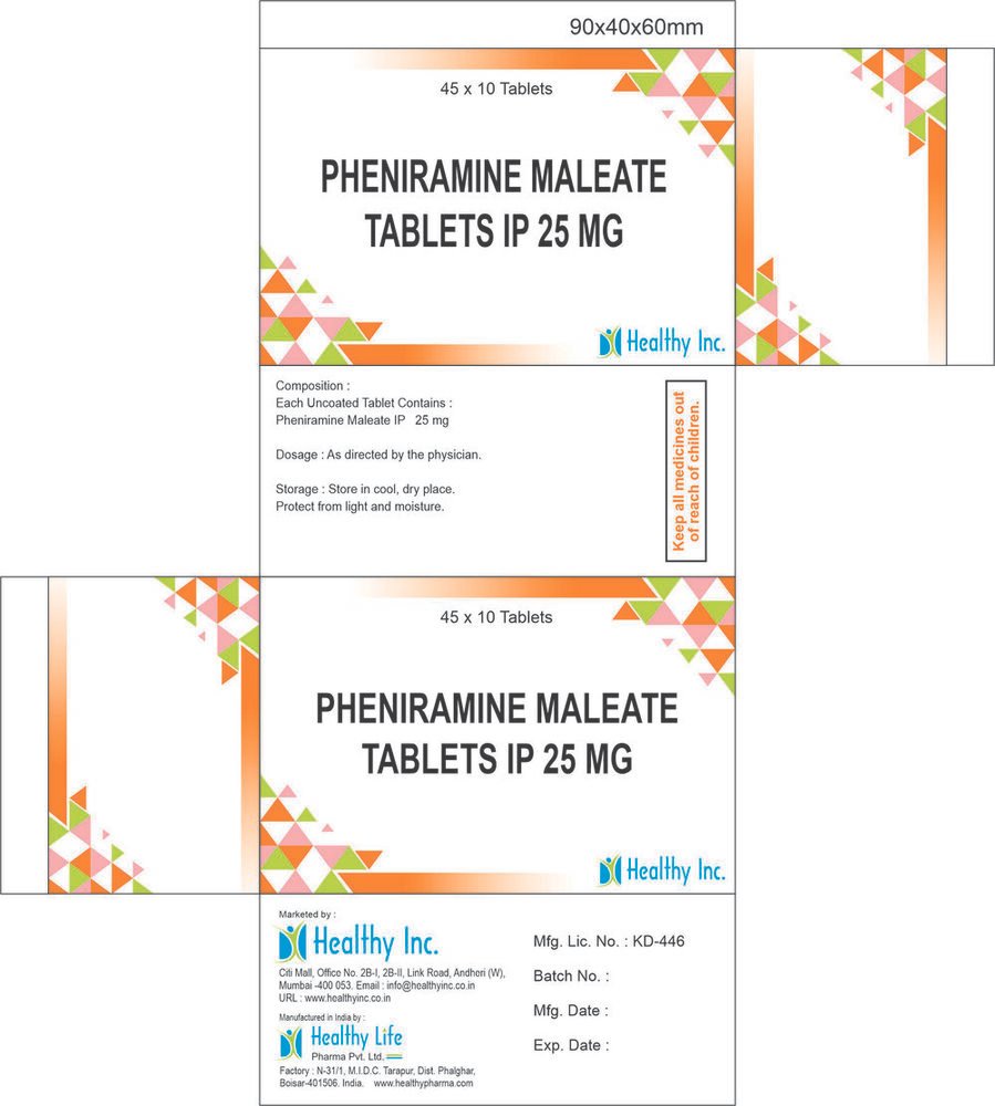 Pheniramine Maleate Tablets IP – Manufacturer & Exporter India